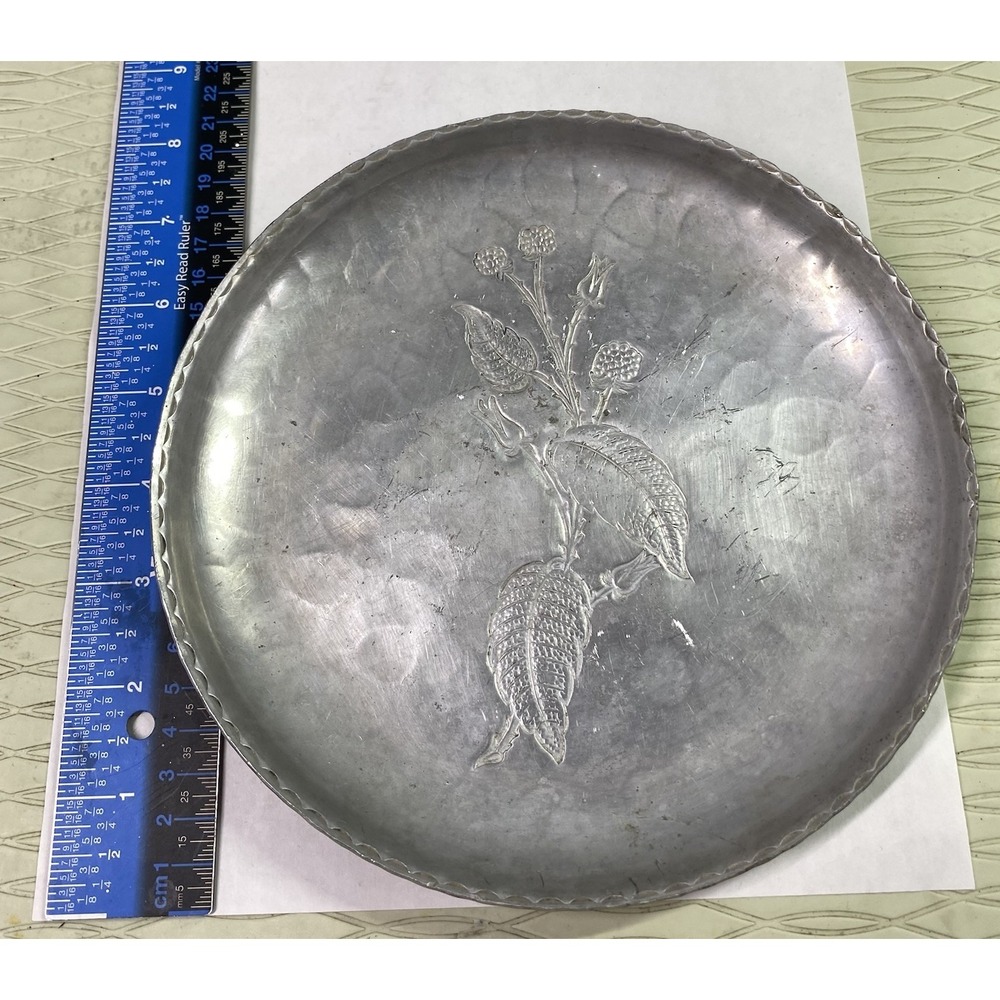 Vintage Wrought Farberware Hand Forged Aluminum Plate Brkln NY 7 3/4"Wx3/4" Tall